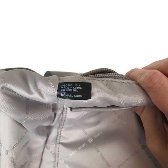 Michael Kors Riley rhinestone studded gray pebble drawstring leather backpack - Picture 13 of 14